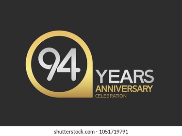 94 years anniversary celebration simple design with golden circle and silver color combination 