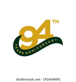 94 years anniversary celebration template for flyer, banner, poster, greeting cards, or print. Vector Eps10