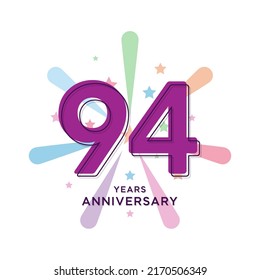 94 Years Anniversary Celebration Vector Template Design Illustration