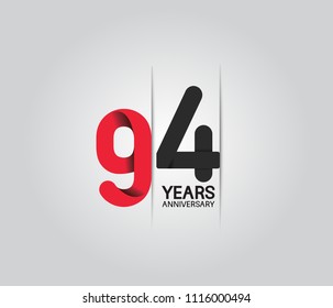 94 years anniversary for company celebration. anniversary logo with red and black color