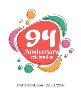 94 years anniversary design template. Abstract vector template illustration.