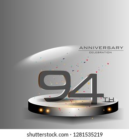 94 years anniversary design vector templates and illustrations, concepts in the future by giving a sci fi feel effect