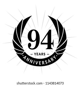 94 years anniversary. Elegant anniversary design. 94 years logo.