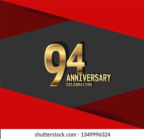 94 years Anniversary gold font with red fold on above and below font. My all design can see in my portofolio