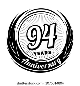 94 years anniversary. Anniversary logo design. 94 years logo.