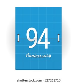 94 Years Anniversary Logo Designed like Flip Calendar