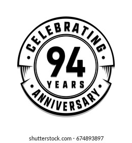 94 years anniversary logo template. Vector and illustration.