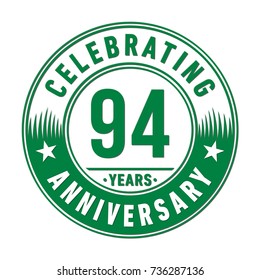94 years anniversary logo template. Vector and illustration.