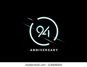 94 Years Anniversary logotype with white flat colored font number inside white circle can be used for company celebration, birthday, event.