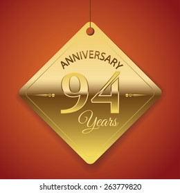 94 Years Anniversary poster / template/ tag design Vector 
