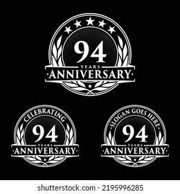 94 years anniversary set. 94th celebration logo collection. Vector and illustration. 