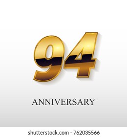 94 Years Golden Anniversary Vector Logo Design Isolated on White Background