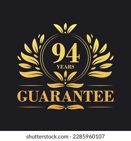 Vector de logotipo de garantía de 94 años, símbolo de signo de garantía de 94 años