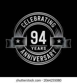 94 years logo design template. 94th anniversary vector and illustration.