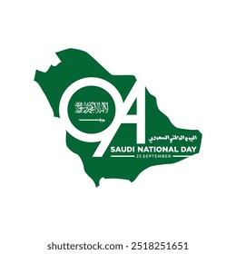 94 Years Saudi Arabia National Day. Arabic Translation: Saudi National Day. 23rd September. Banner Design. Vector Illustration.