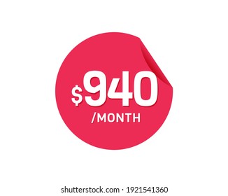 $940 Mes de Dólar. 940 USD Pegatina mensual