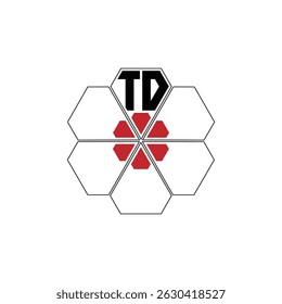943 diamond shape alphabet letter pentagon geometric educational learning flower logo T D