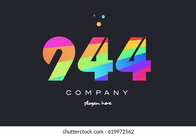 944 creative color green orange blue magenta pink number digit company logo vector icon spectrum