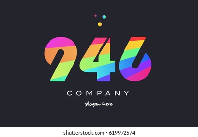946 creative color green orange blue magenta pink number digit company logo vector icon spectrum