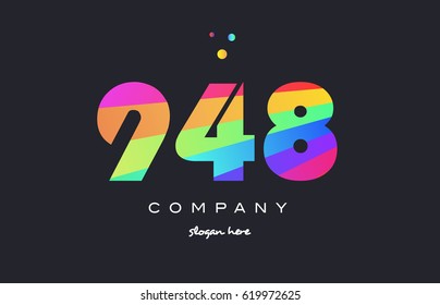 948 creative color green orange blue magenta pink number digit company logo vector icon spectrum