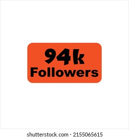 94k seguidores Vector naranja, icono, sello, ilustración de logotipo