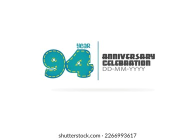 94th, 94 years, 94 year anniversary celebration fun style green and blue colors on white background for cards, event, banner-vector