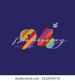 94th Anniversary Celebration Logo Design, Number 94 Vector Template.