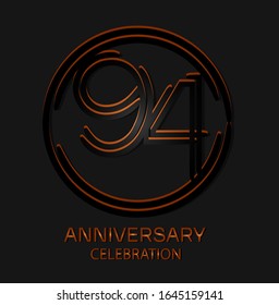 94th Anniversary with elegant black line motifs in circles, anniversary template design for web ,Creative poster, booklet, leaflet, flyer, magazine, invitation card