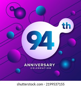 94th Anniversary logo with colorful abstract background, template design for invitation card and poster your birthday celebration. Vector eps 10