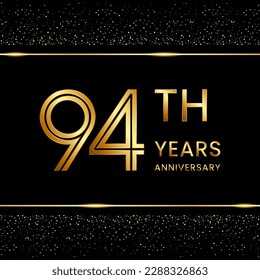 94th anniversary logo design with double line concept. Line Art style. Golden number logo. Vector Template Illustration