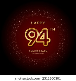 94th  anniversary logo design with a double line concept in gold color, logo vector template illustration