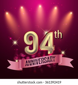 94th Anniversary, Party poster, banner or invitation - background glowing element. Vector Illustration.