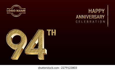 Concepto de diseño de plantilla del 94º aniversario con número de oro. Plantilla de vector