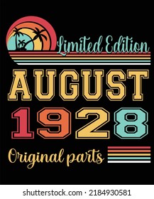 94th Birthday Vintage Legends Born In August 1928 94 Years Old Retro Birthday Ideas Beach Palm Tree