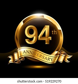94th golden anniversary logo. with ring and ribbon.