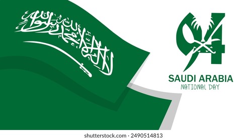 94th of Saudi national day, banner, template and post design. Vector illustration 