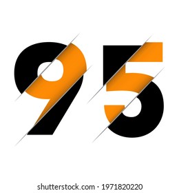 95 9 5 Number Logo Design with a Creative Cut and Black Circle Background. Creative logo design.