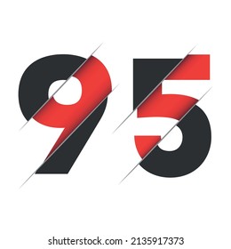 95 9 5 Number Logo Design with a Creative Cut and Black Circle Background. Creative logo design.