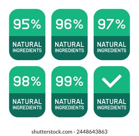 95, 96, 97, 98, 99 por ciento ingredientes naturales etiqueta verde