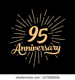95 Anniversary fireworks and celebration background - stock vector - Vector