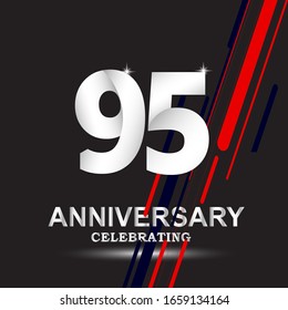 95 anniversary logo vector template. Design for banner, greeting cards or print