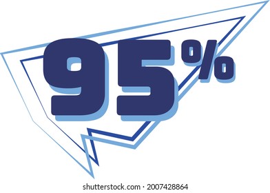 95% balloon. Discount, promotion or sale tags, blue balloon concept.