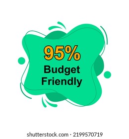 95% Budget Friendly sign tag liquid banner vector illustration isolated on white background