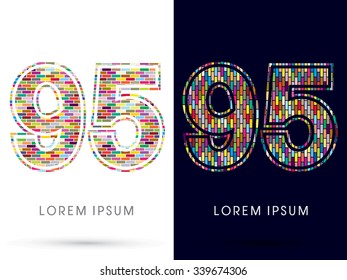 95, Colorful Brick, Construction font graphic design.