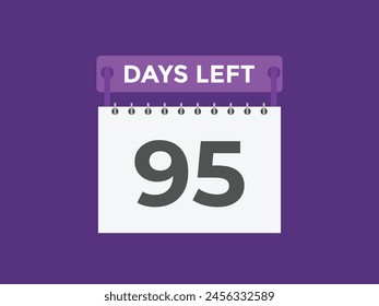 95 days to go countdown template. 95 day Countdown left days banner design. 95 Days left countdown timer