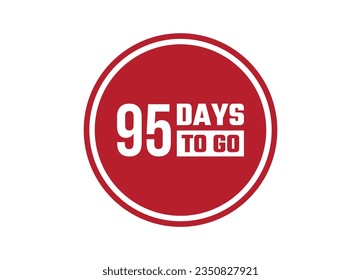 95 Tage bis zur roten Vektorbanner-Illustration einzeln auf weißem Hintergrund