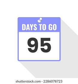 Icono de ventas de cuenta regresiva de 95 días a la izquierda. Quedan 95 días para ir Banner promocional
