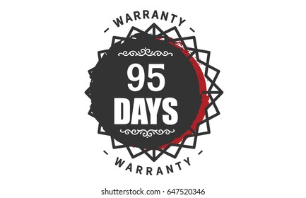 95 days warranty icon vector vintage grunge guarantee background
