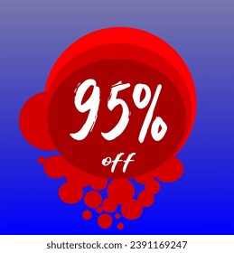 95% discount bubbles icon, percentage red blue and white