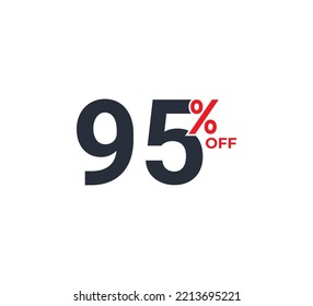 95% Discount Coupon design. Sale tags set vector badges template. Sale offer price sign. Special offer symbol. Discount promotion. Discount badge shape. Vector illustration template 